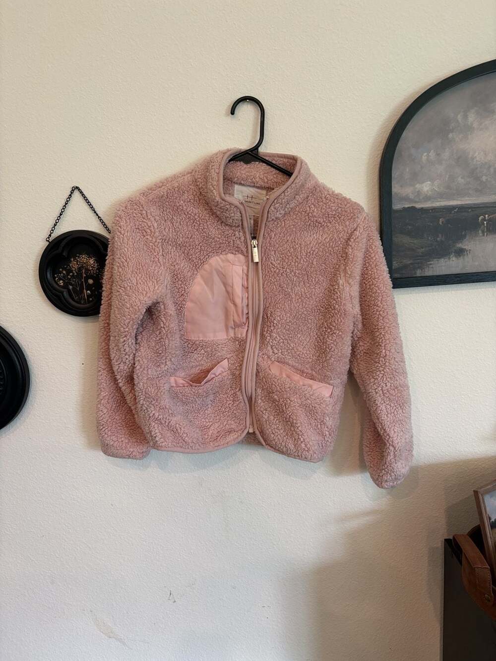 YOUTH Sherpa Fleece Jacket Size 7-8 Pink Full Zip